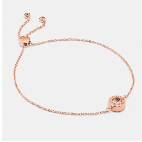 Coach Open Circle Rose Gold Slider Bracelet. - Picture 1 of 5